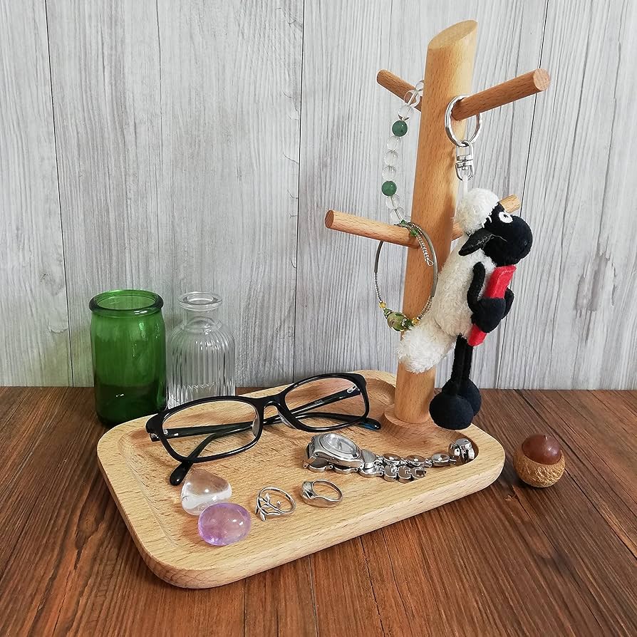 10個フック付き 木製バーアクセサリースタンド 木製バーと10個フックのアクセサリースタンド 10個のフック付き